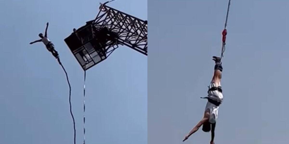 Video Hombre Salta De Bungee Jumping Y La Cuerda Se Le Rompi