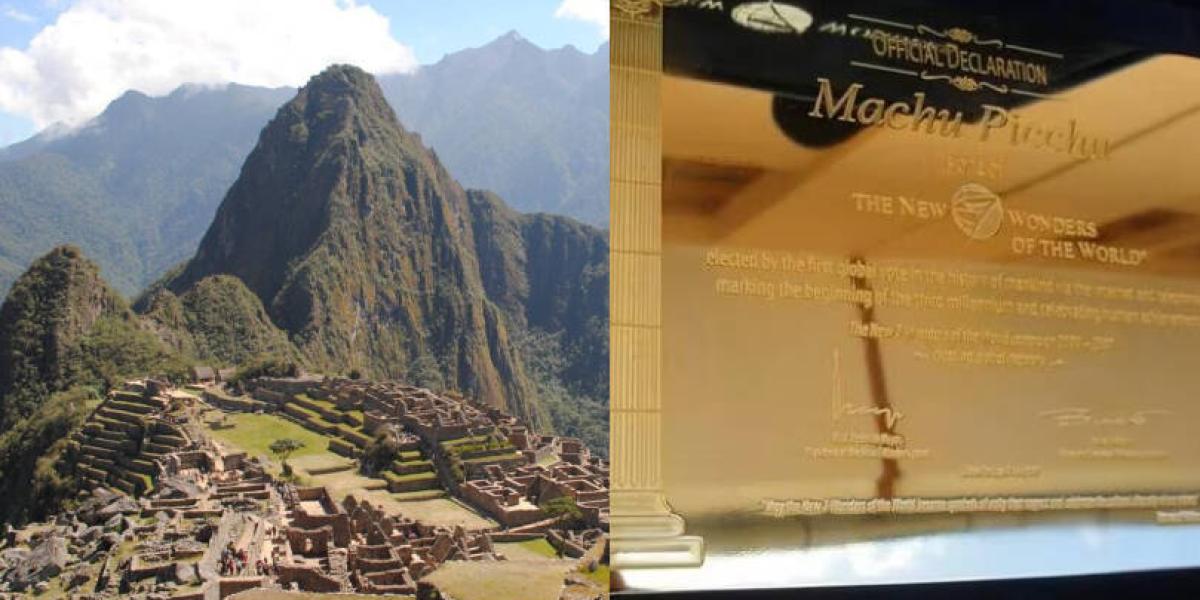 Machu Picchu se perdió la placa de oro que reconoce como maravilla del