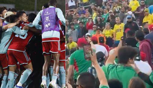 Colombia brutal pelea entre hinchas en el juego contra México en