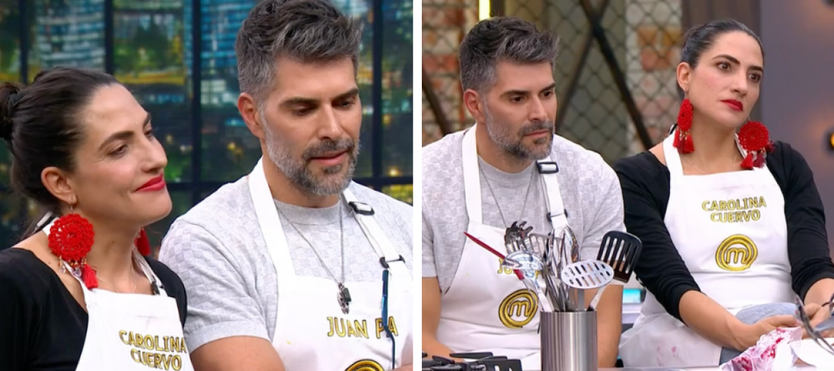 Delantal negro para Juan Pablo Llano y Carolina Cuervo en 'MasterChef  Celebrity': '¿Para qué se pone uno a inventar?'