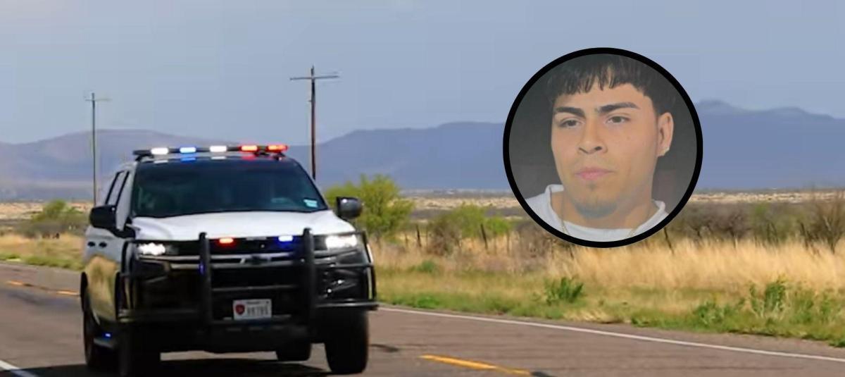 Un coche de la policía de Texas y el rostro de Reyes Girón.