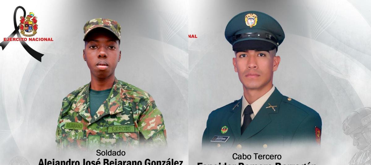 Los dos militares asesinados en Antioquia y Cesar.