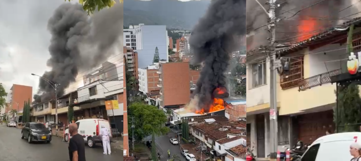 Videos: autoridades controlaron voraz incendio estructural en un lavadero de carros de la avenida 33, en Medellín