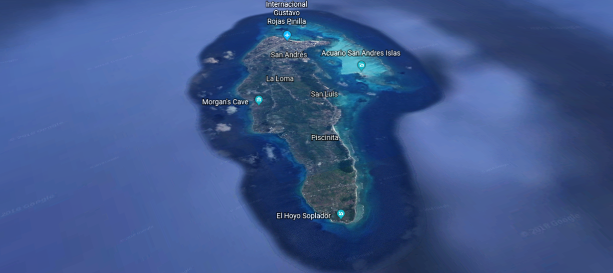 Imagen satélite de San Andrés en 3D.