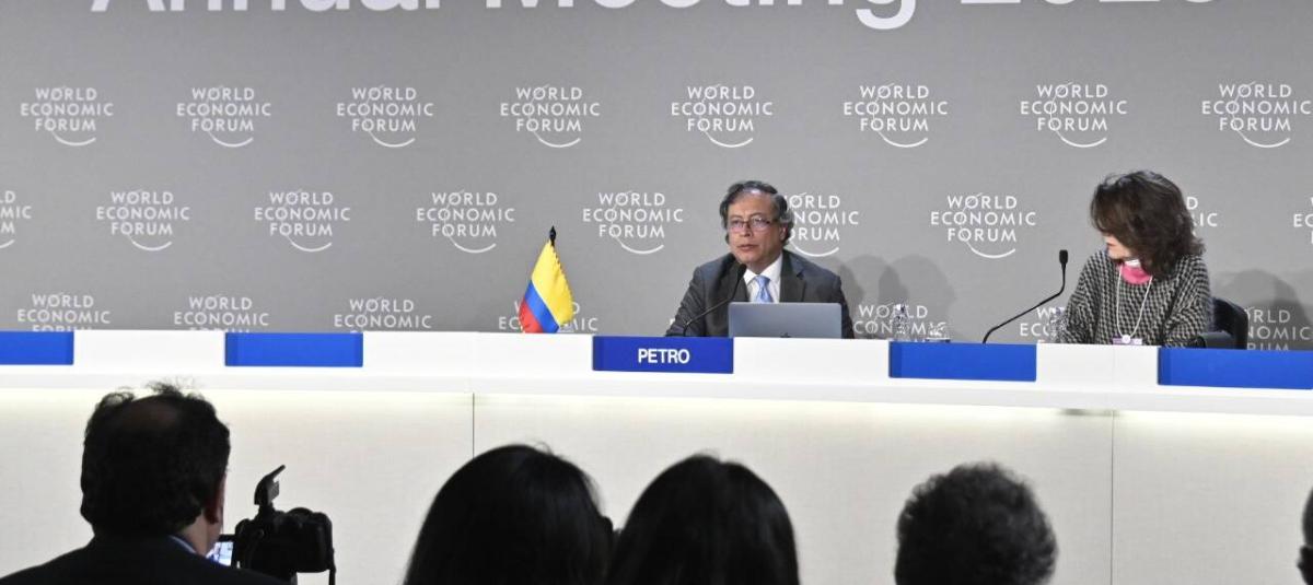 El presidente Gustavo Petro en su intervención en Davos.