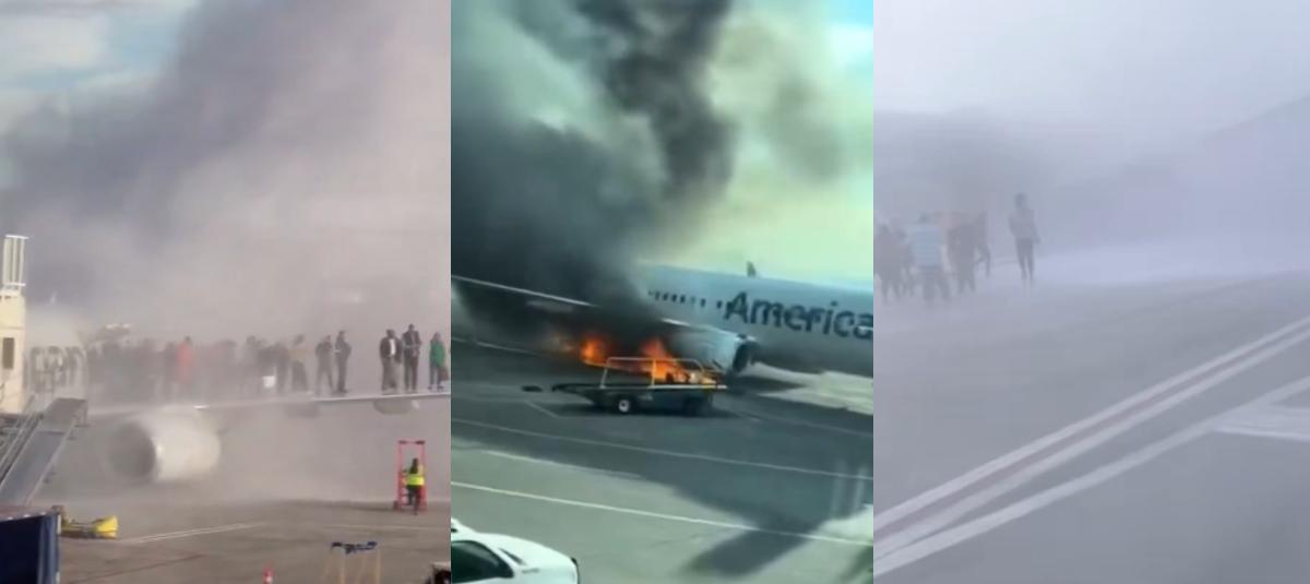 Avión de American Airlines se incendia en aeropuerto de Denver