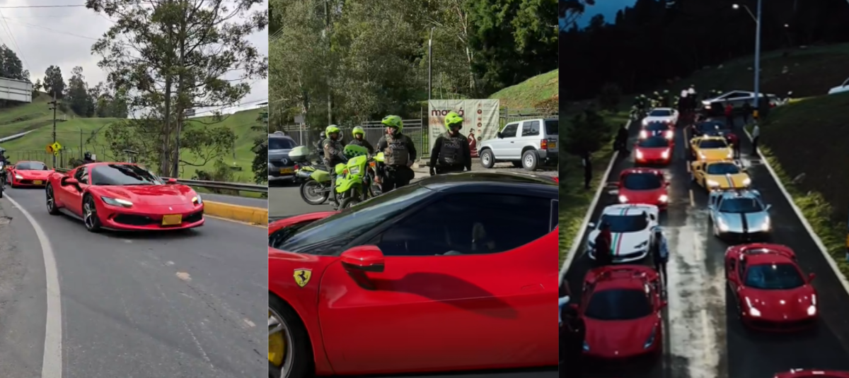 Masiva caravana de Ferraris en Medellín: ¿qué hay detras de rodada de 20 autos de lujo en la avenida Las Palmas?