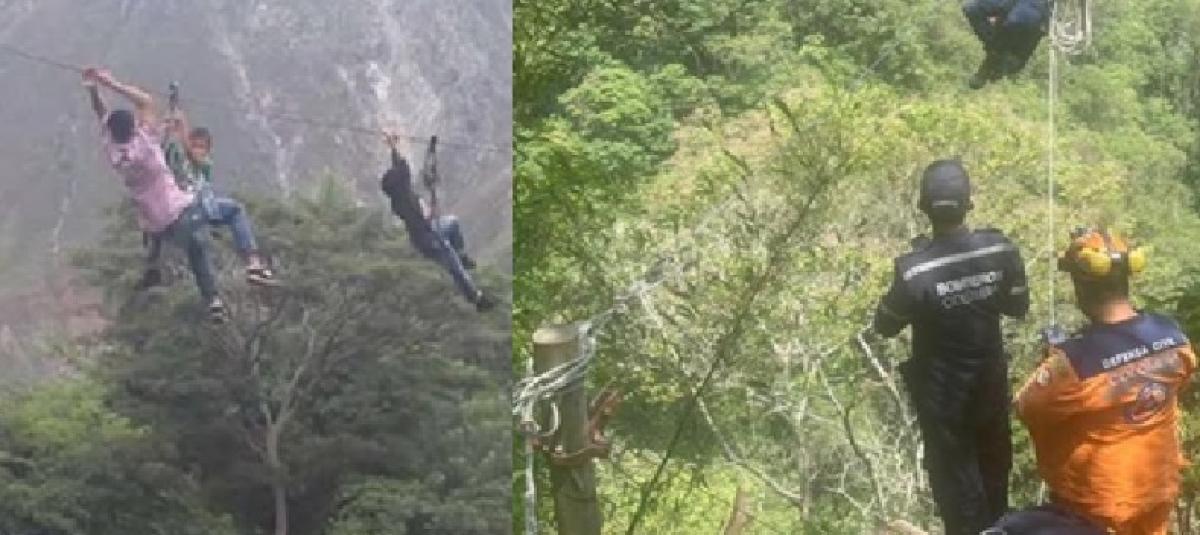 Tarabita improvisada en el río Chicamocha