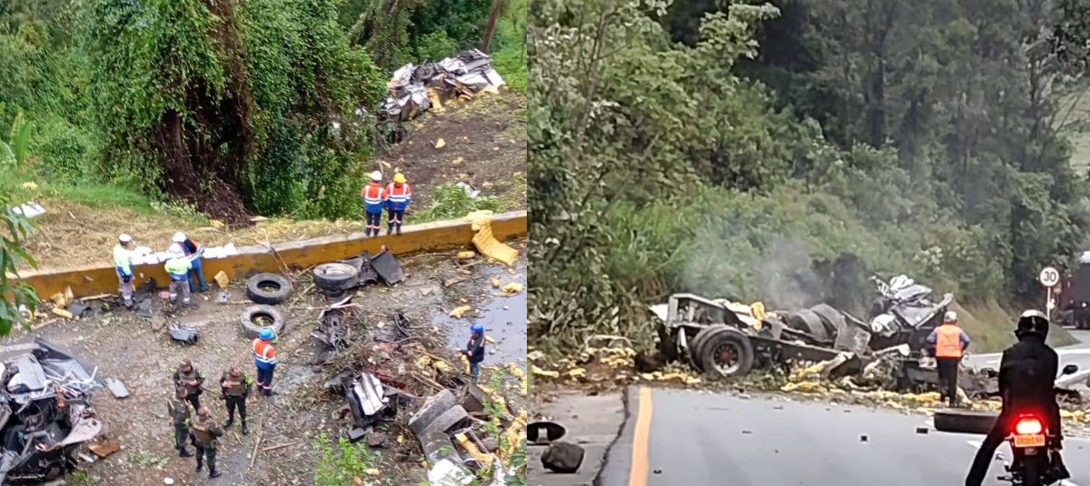 Accidente en vía Alto de La Línea, Calarcá - Cajamarca.