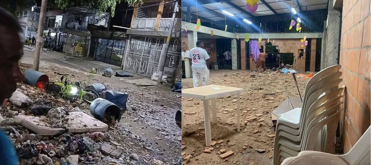 Las fotos y videos del atentado con explosivos al oriente de Cali que dejó siete heridos y viviendas destruidas