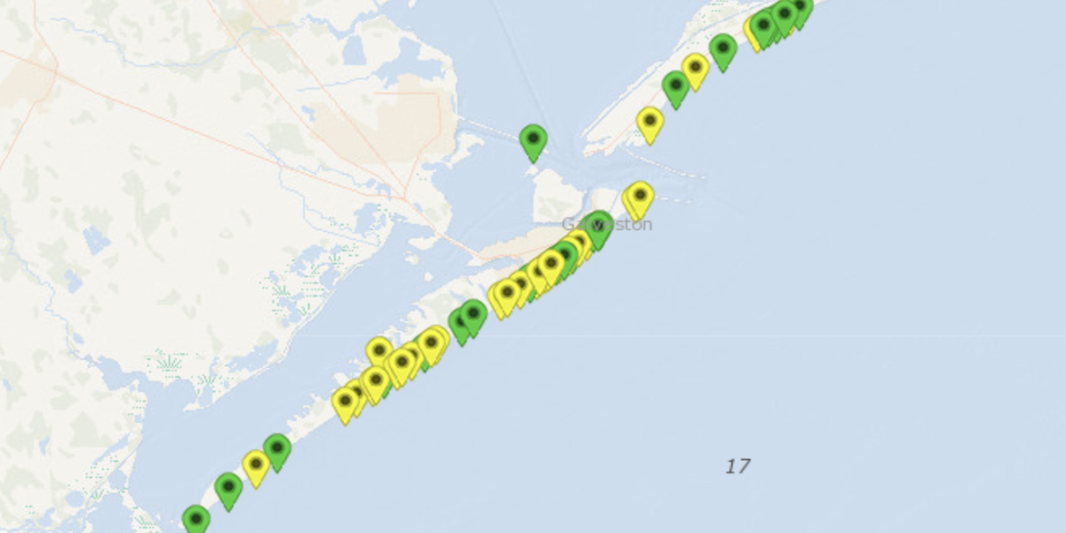 El mapa que dice qué playas de Texas son las más limpias y las más