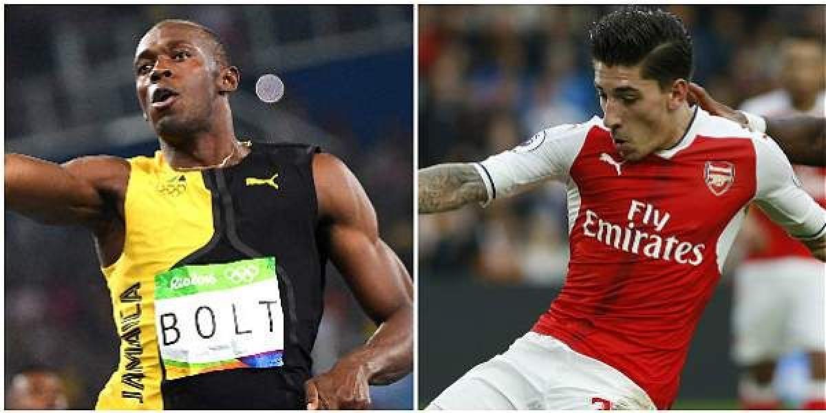 El jamaiquino Usain Bolt y el futbolista español Héctor Bellerín.