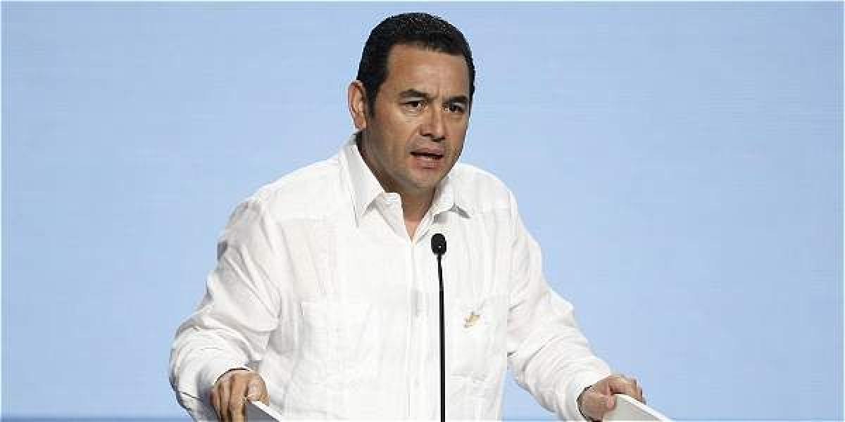El presidente de Guatemala, Jimmy Morales, durante la declaración final de la XXV Cumbre Iberoamericana de Jefes de Estado y de Gobierno, en Cartagena, Colombia.