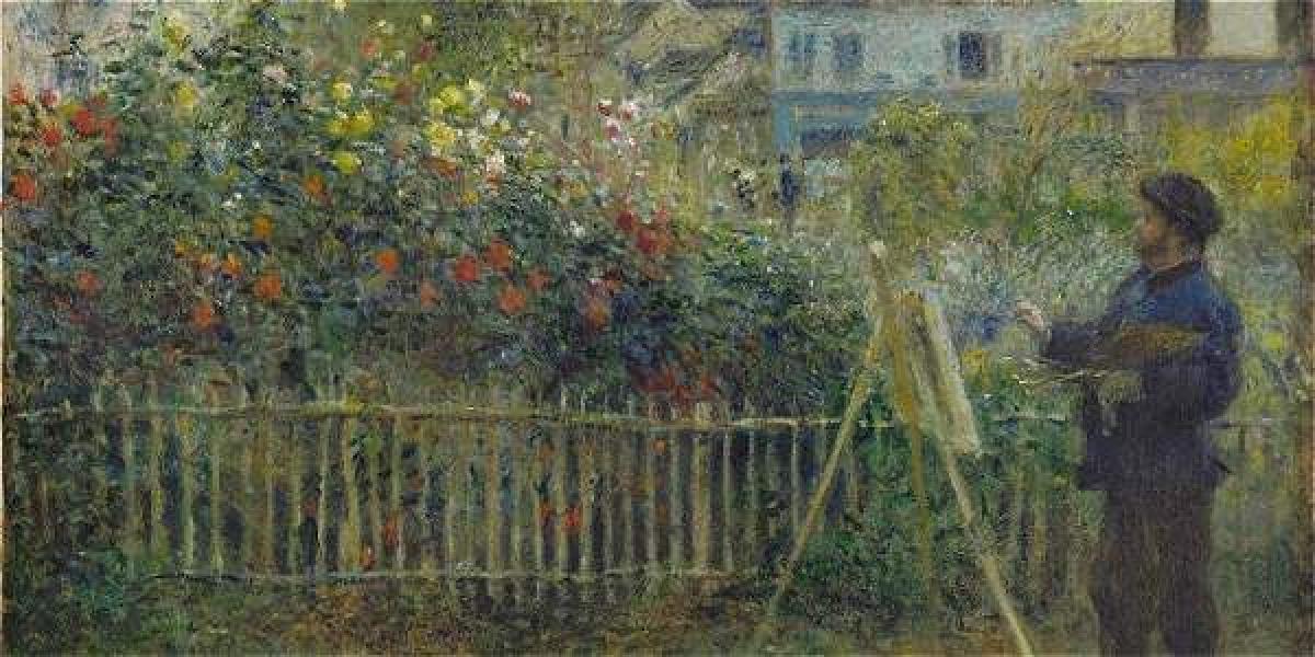 Monet (1840-1926) pintando en su jardín de Argenteuil, visto por su amigo Renoir.