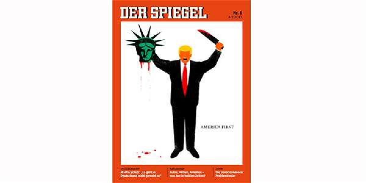 El dibujo del artista cubano-estadounidense Edel Rodriguez muestra a Trump sosteniendo en una mano la cabeza de La Libertad.