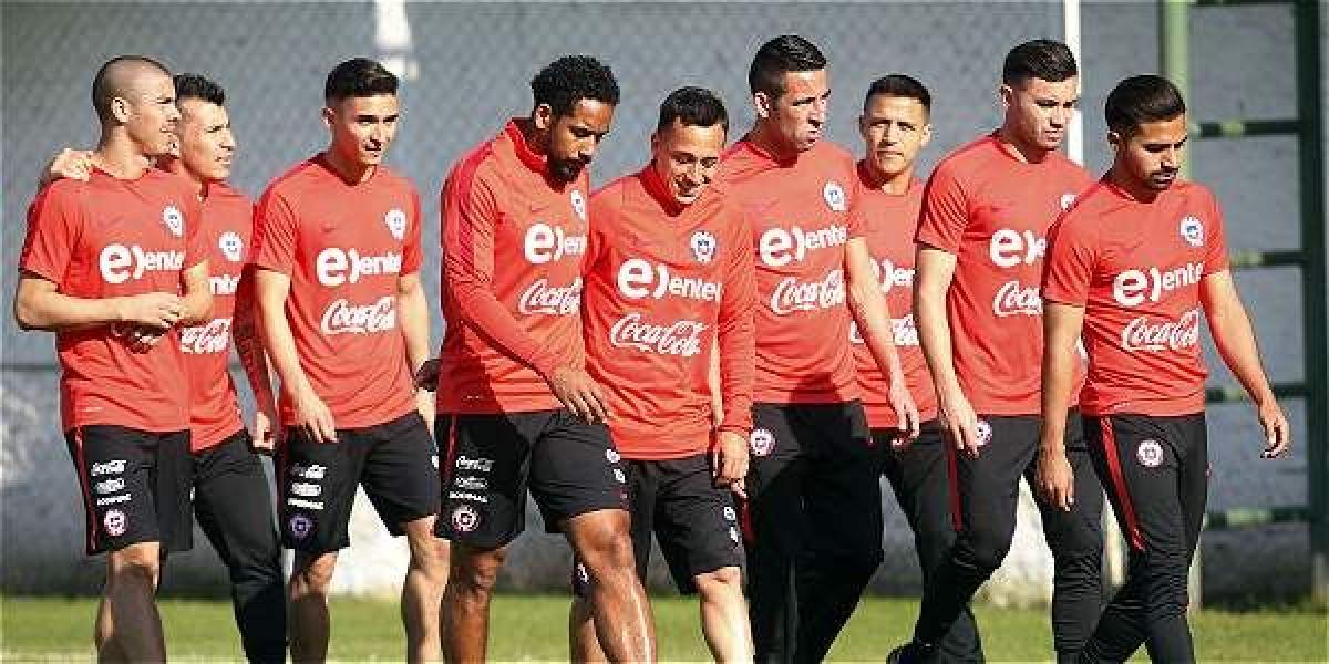 Selección chilena durante un entrenamiento.