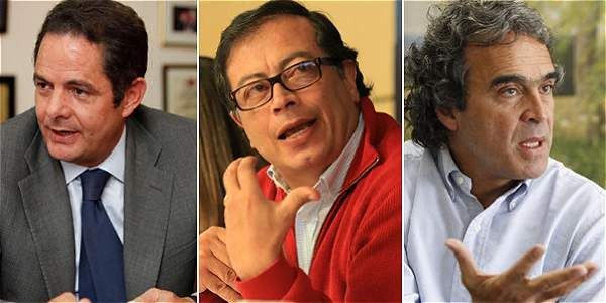El vicepresidente Germán Vargas Lleras, el exalcalde de Bogotá, Gustavo Petro; y el exgobernador de Antioquia, Sergio Fajardo.