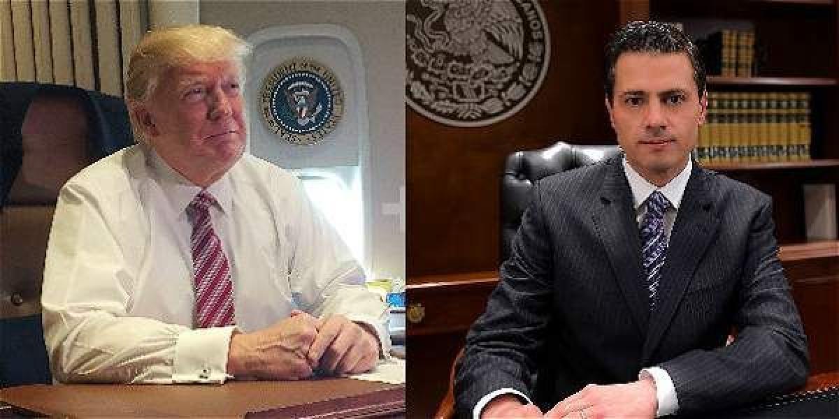 Peña Nieto (der.) anunció que no visitará a Trump, quien a su vez dice que financiará el muro con un arancel para productos mexicanos.
