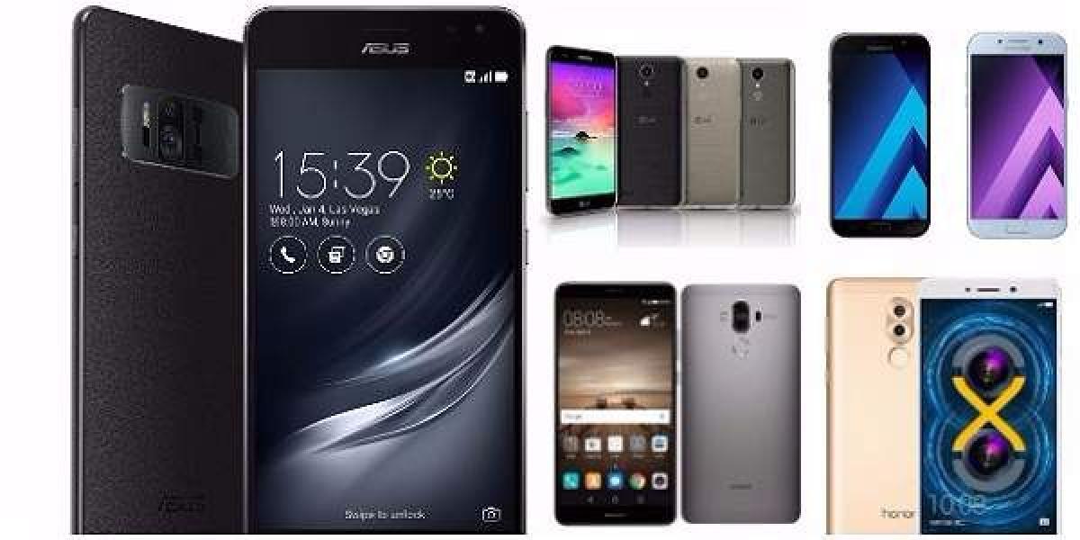 En imagen: el Zenfone AR, el LG K10, el Galaxy A7, el Huawei Mate 9 y el Honor 6X.