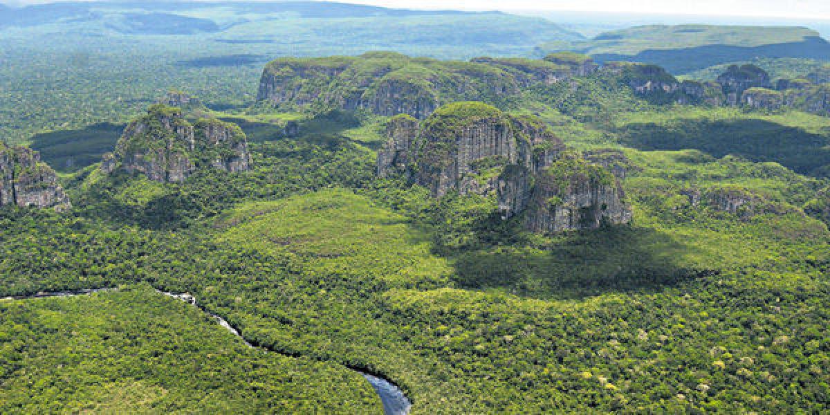 El parque nacional natural Serranía de Chiribiquete es reconocido por los tepuyes, formaciones rocosas que emergen de la meseta amazónica.