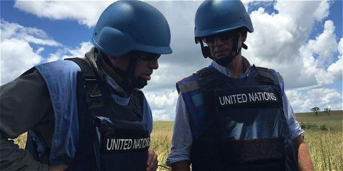 El dispositivo de verificación de las Naciones Unidas estuvo presente en la detonación de los explosivos. Foto: Mision ONU Colombia