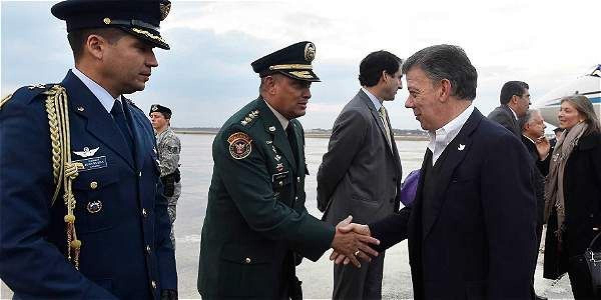El presidente Santos fue recibido este miércoles en Estados Unidos por el embajador Juan Carlos Pinzón. Presidencia