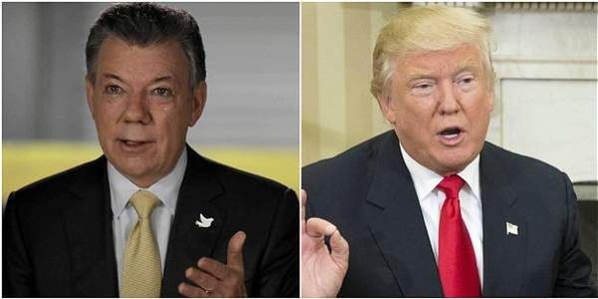 El presidente de Colombia, Juan Manuel Santos y el presidente electo de Estados Unidos, Donald Trump.