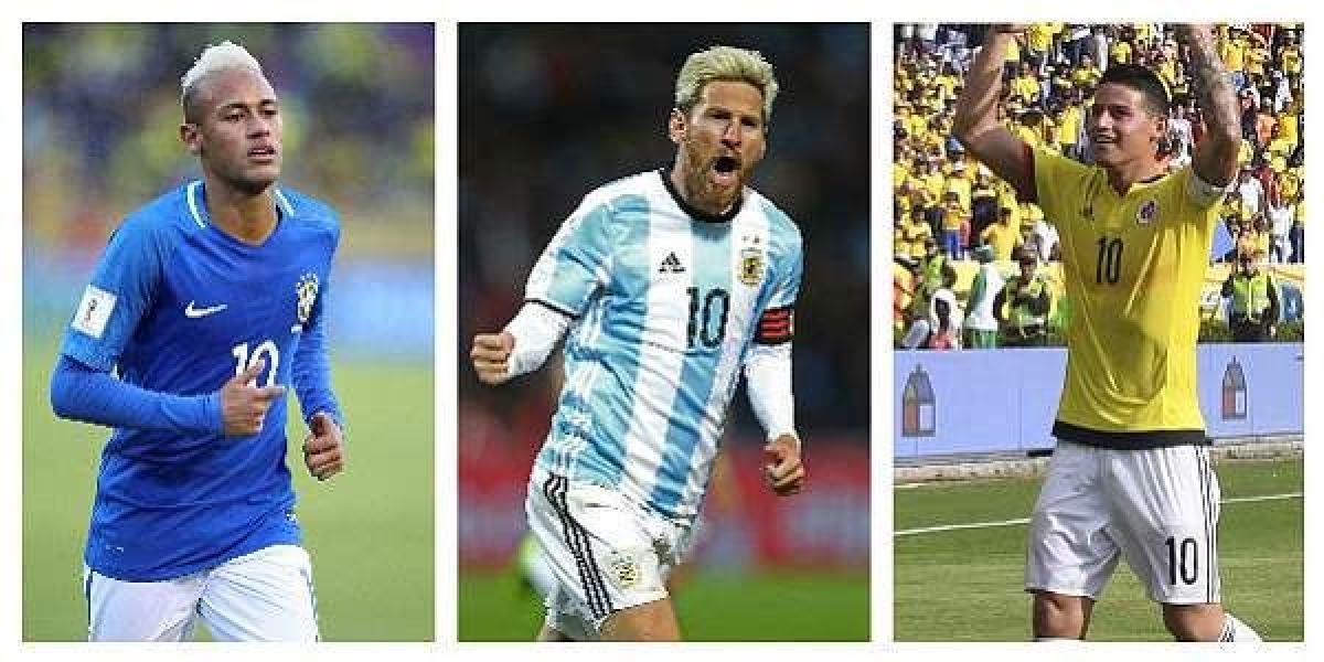 Neymar, Lionel Messi y James Rodríguez. (izq. a der.)