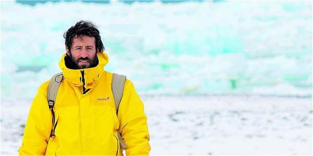 Federico Bianchini, en medio de su travesía por la Antártida.