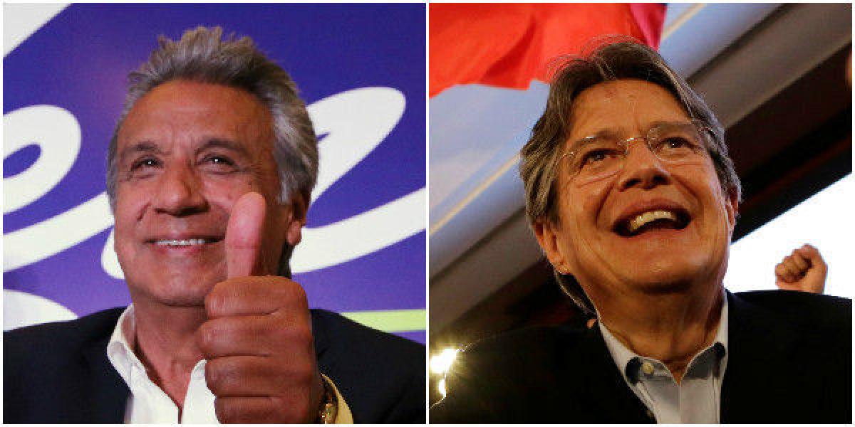 El candidato oficialista, Lenín Moreno (izq.) y el opositor Guillermo Lasso, de 61 años.