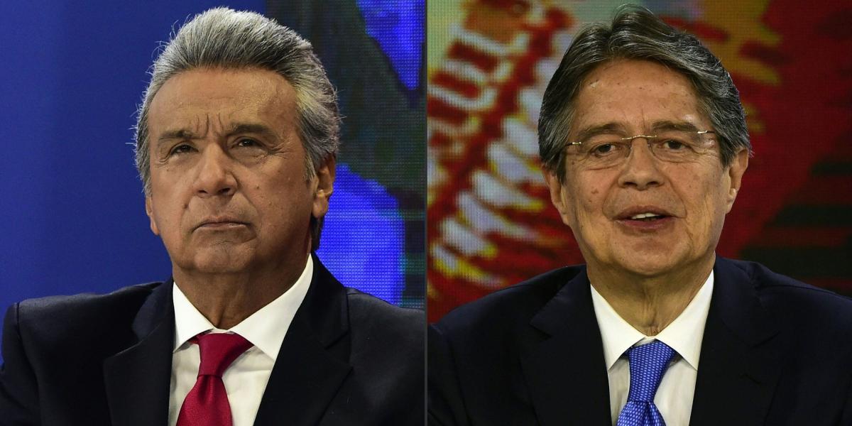 El candidato oficialista, Lenín Moreno (izq.), ganó la primera vuelta. Lasso (der.) es criticado por los oficialistas por su pasado de banquero.