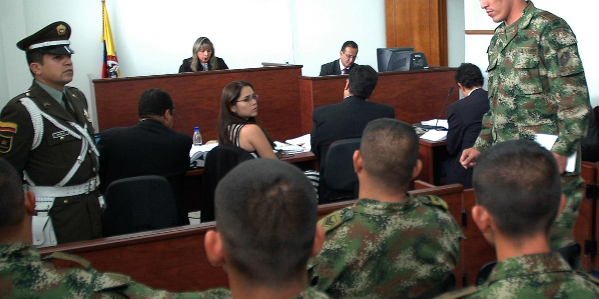 Imagen del juicio contra 6 militares por los llamados 'falsos positivos' de Soacha, Cundinamarca.
