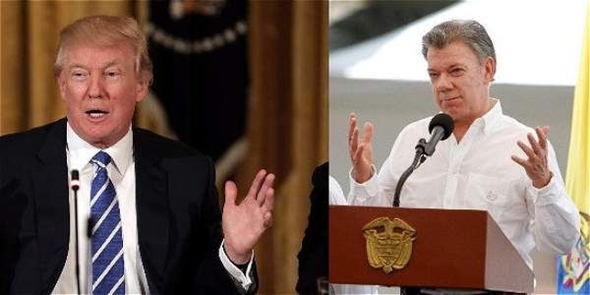 Los presidentes de Estados Unidos, Donald Trump y de Colombia, Juan Manuel Santos.