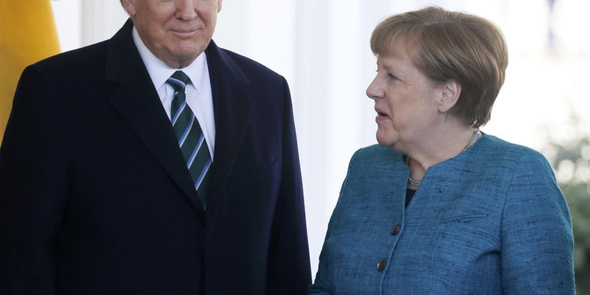 La canciller alemana, Angela Merkel y el presidente de Estados Unidos, Donald Trump en la Casa Blanca.