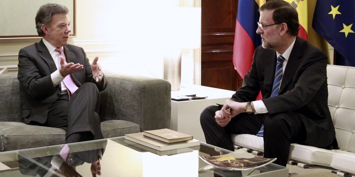 Imagen de un encuentro entre el presidente Juan Manuel Santos y el jefe del Gobierno español, Mariano Rajoy en 2014.