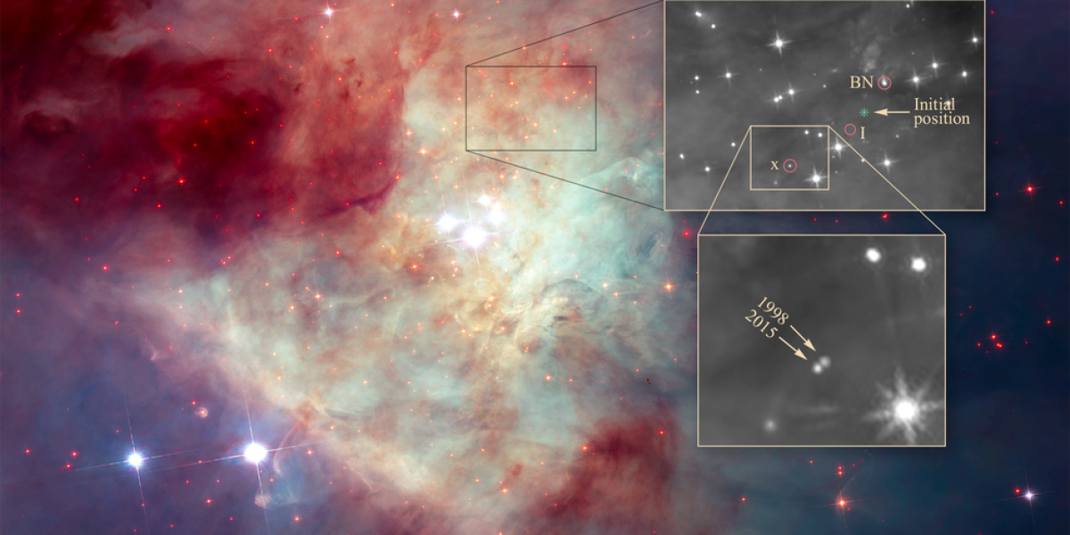 Imagen captada por el telescopio espacial Hubble, de la nebulosa Orión, en la constelación del mismo nombre.