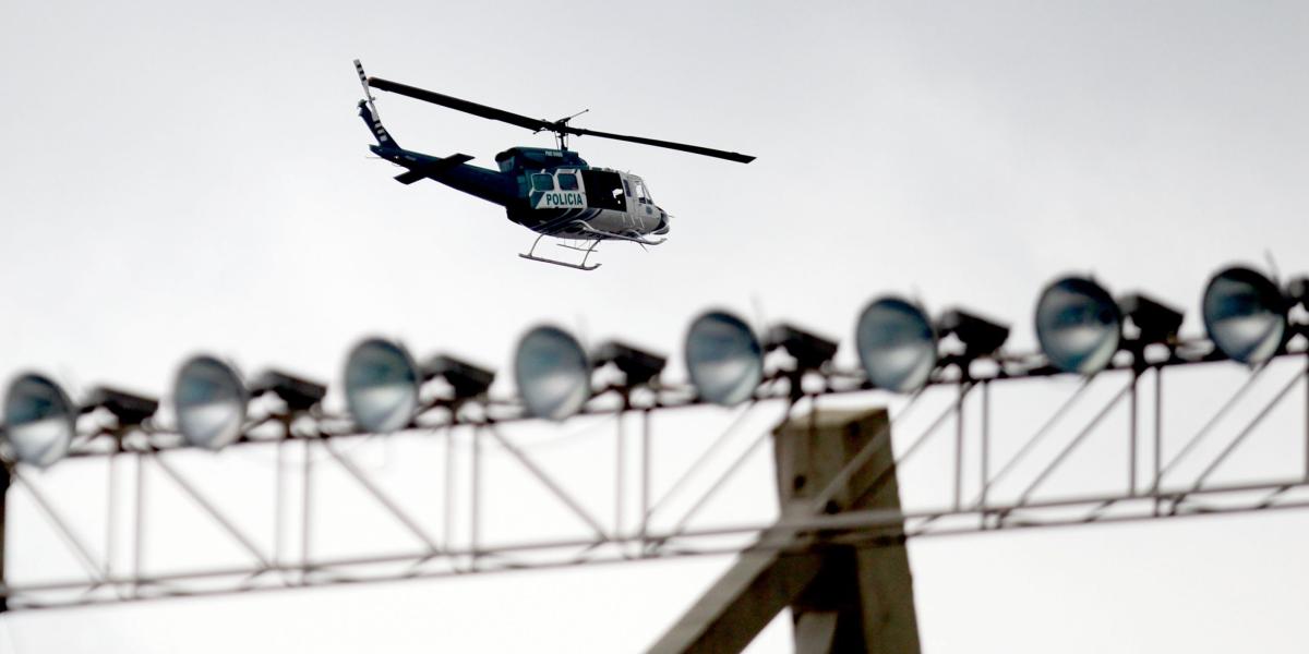 El helicóptero de la Policía Metropolitana de Barranquilla  realizará  permanentes sobrevuelos por el estadio Metropolitano.
