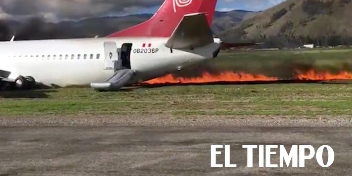 video incendio avión en Perú
