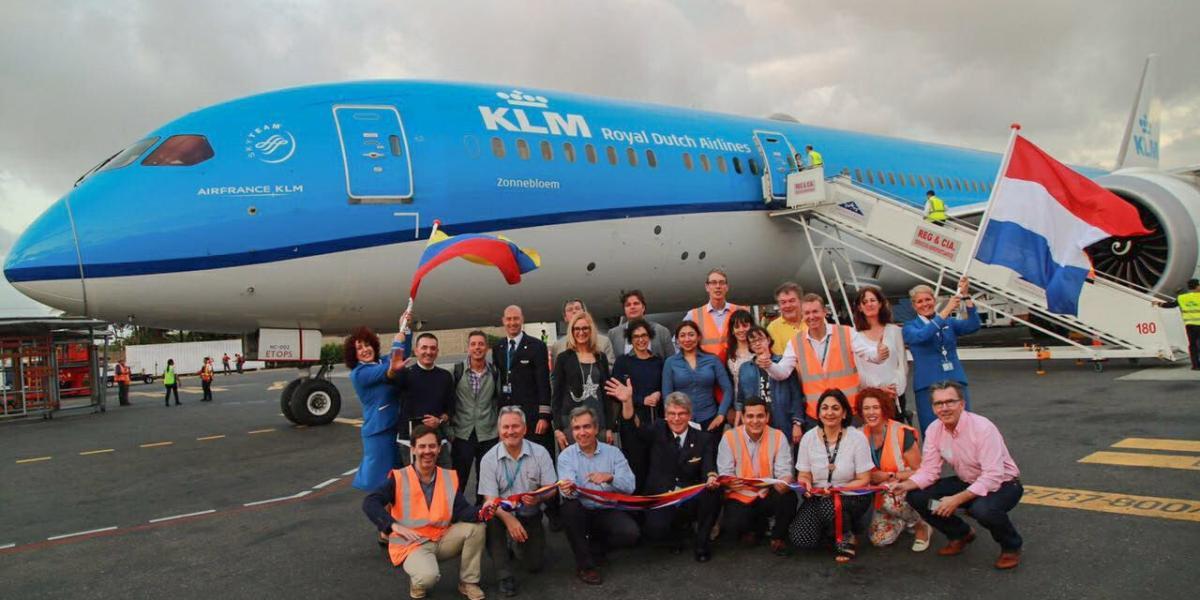 Este es el primer vuelo que opera la ruta Cartagena-Ámsterdam, de KLM.