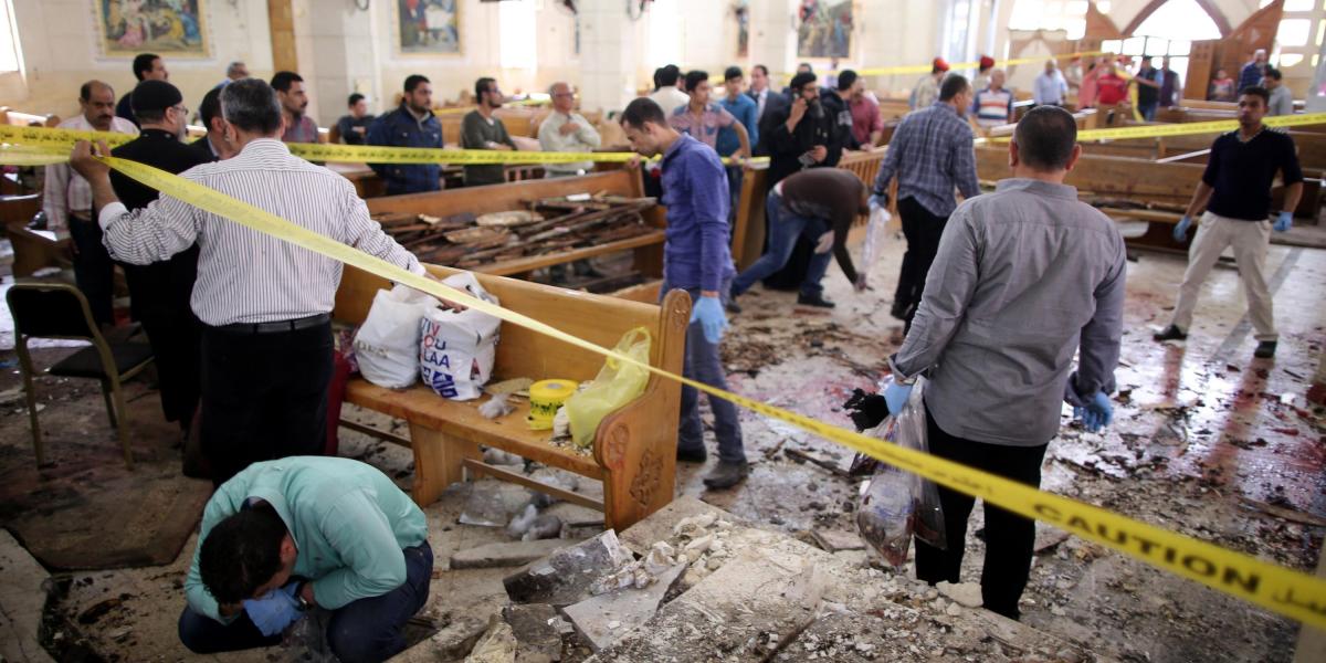 Así quedó la iglesia Mar Girgis de Tanta, por el atentado cometido por el grupo Estado Islámico.
