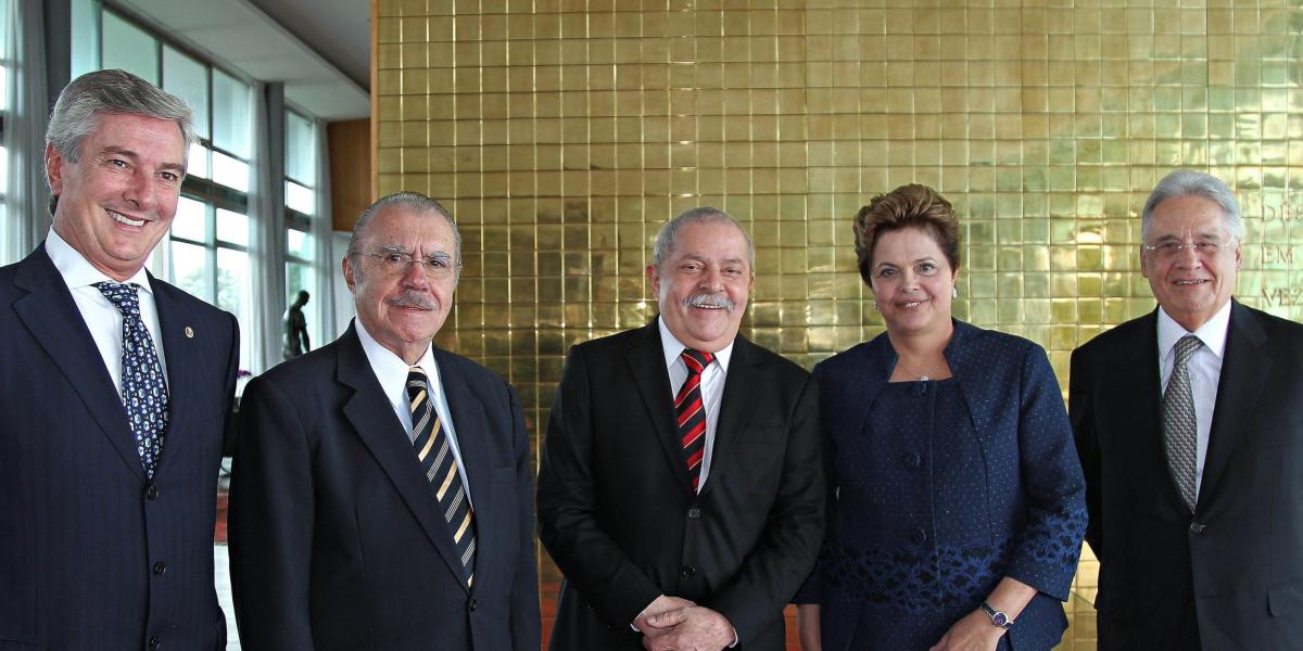 Los últimos 5 expresidentes de Brasil investigados, de izquierda a derecha, Fernando Collor de Mello, José Sarney, Luiz Inácio Lula da Silva, Dilma Rousseff, y Fernando Henrique Cardoso.