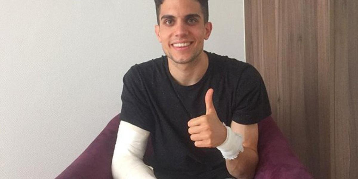 Fotografia facilitada por Vippter, del jugador español del Borussia Dortmund Marc Bartra, difundida tras ser operado de una fractura del radio en la muñeca derecha.