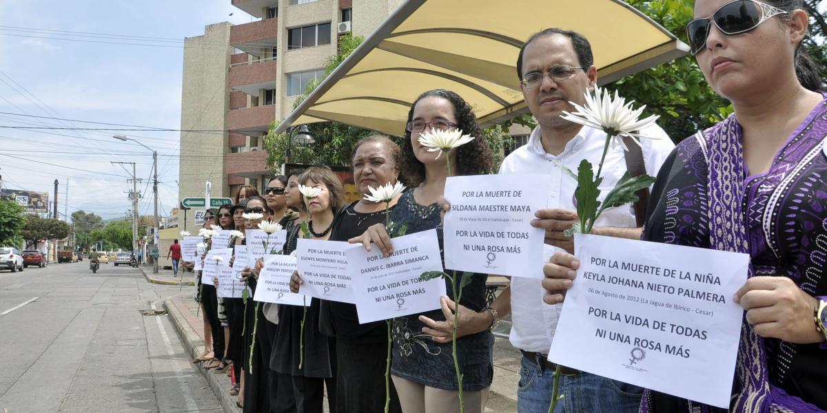 5.221 mujeres están en riesgo extremo de feminicidio. En la foto, una protesta en Valledupar por la violencia contra la mujer.