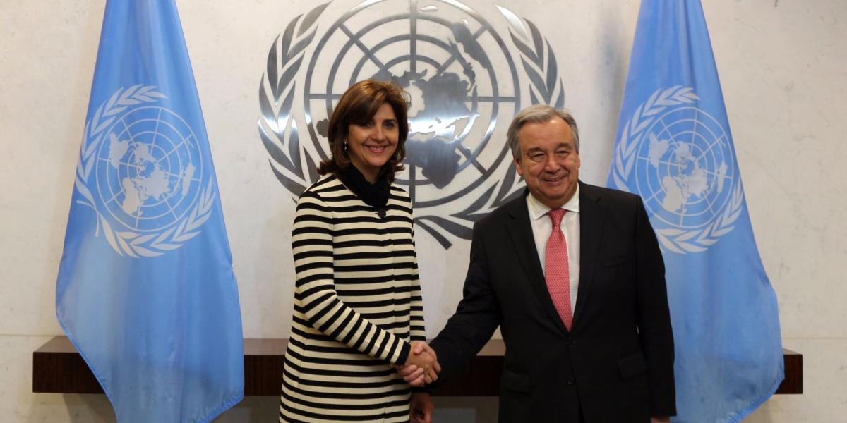 Holguín tenía una cita con Guterres para evaluar el papel de la ONU en Colombia a propósito del proceso de paz con las Farc.