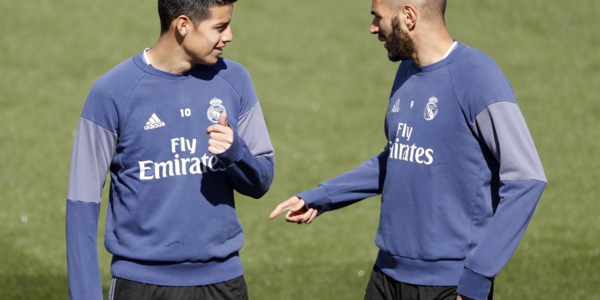 James Rodríguez en el entrenamiento del Real Madrid.