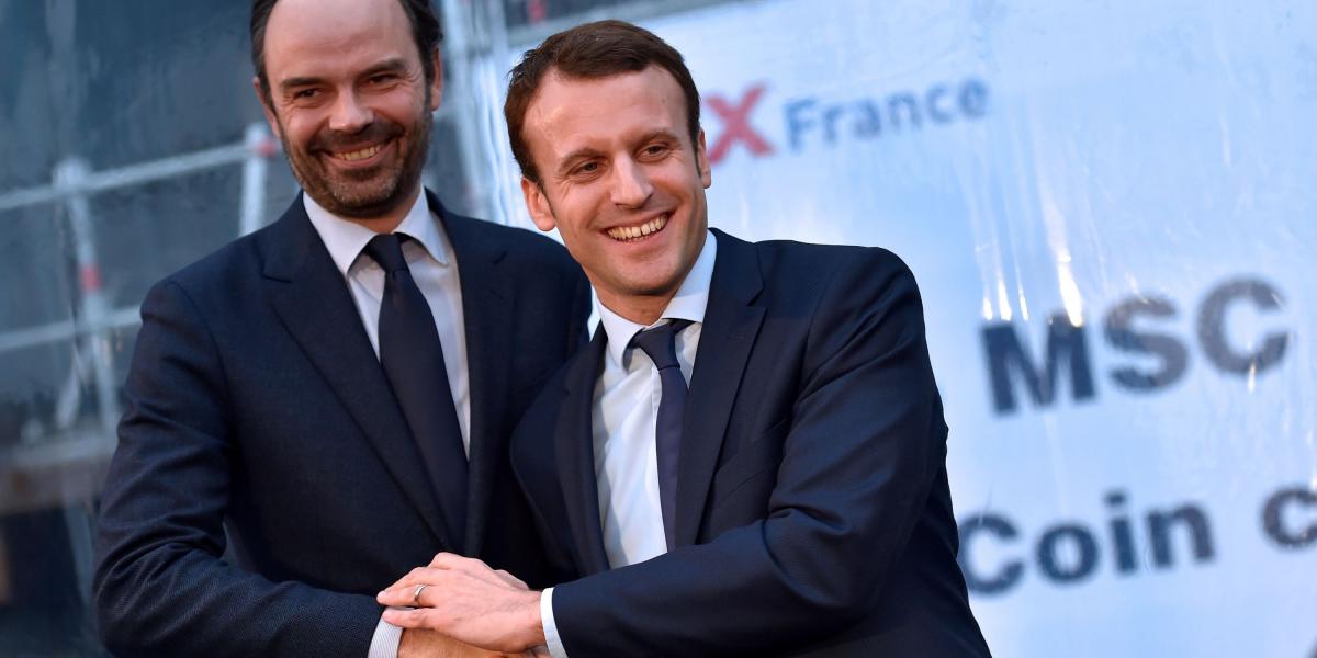 El nuevo primer ministro francés, Edouard Philippe y el presidente de Francia, Emmanuel Macron.