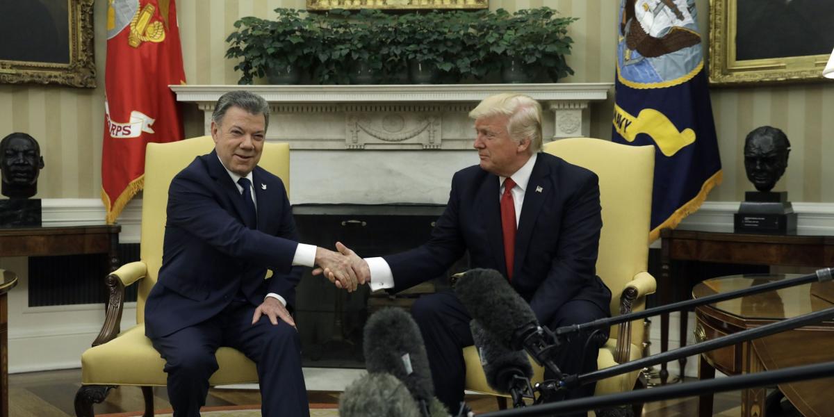 Juan Manuel Santos, presidente de Colombia, y Donald Trump, presidente de Estados Unidos.