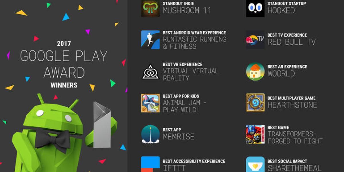 Ganadores Google Play Awards 2017 - Mejores aplicaciones para Android - Google I/O