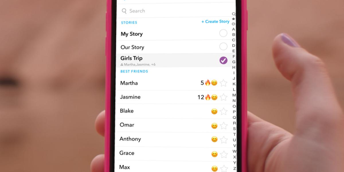 Historias grupales de Snapchat