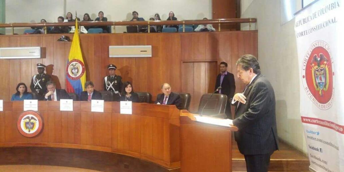 El fiscal Néstor Humberto Martínez en audiencia pública sobre la JEP en la Corte Constitucional.